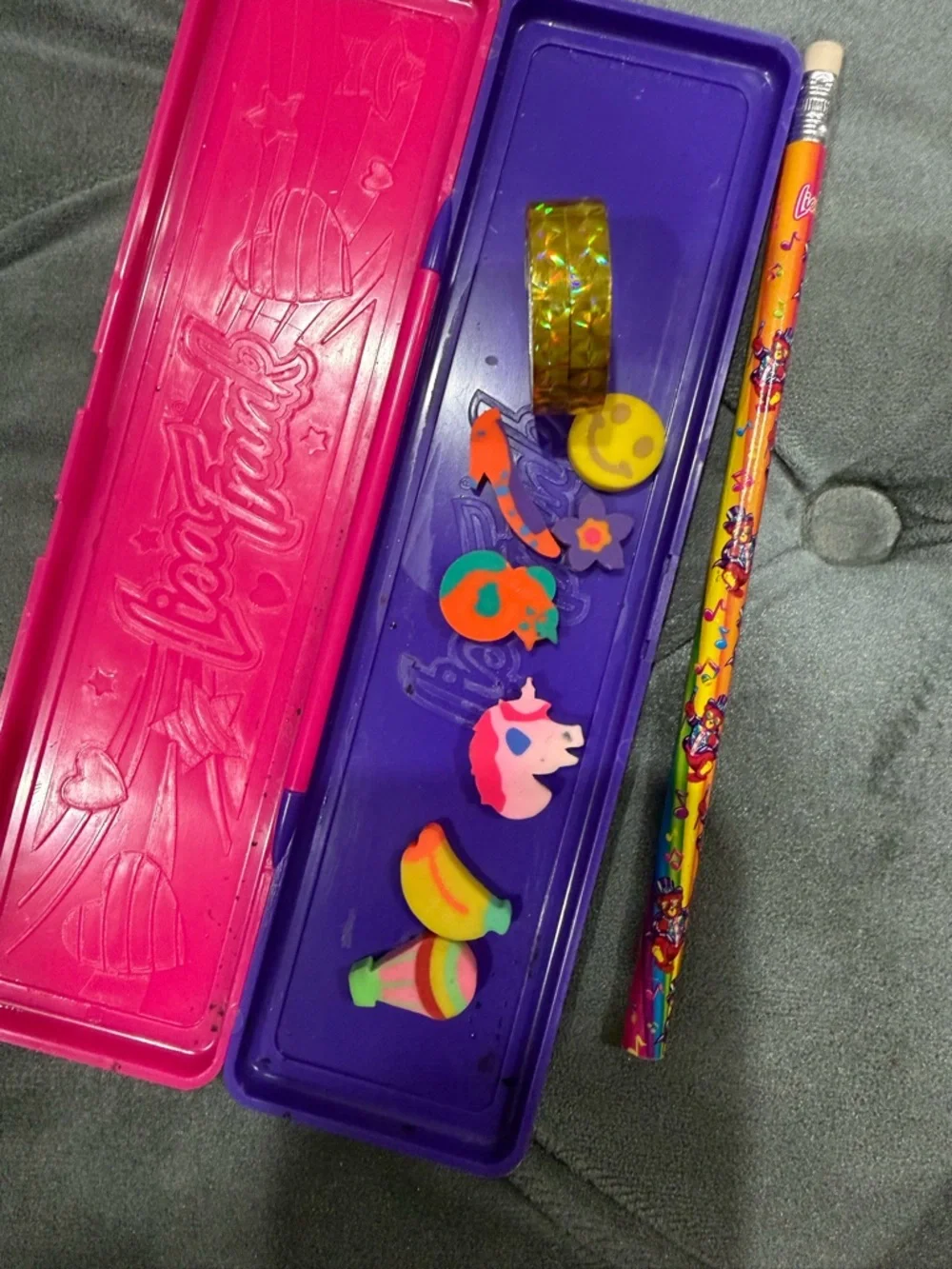 Lisa Frank Hollywood Bear Pencil case with pencil